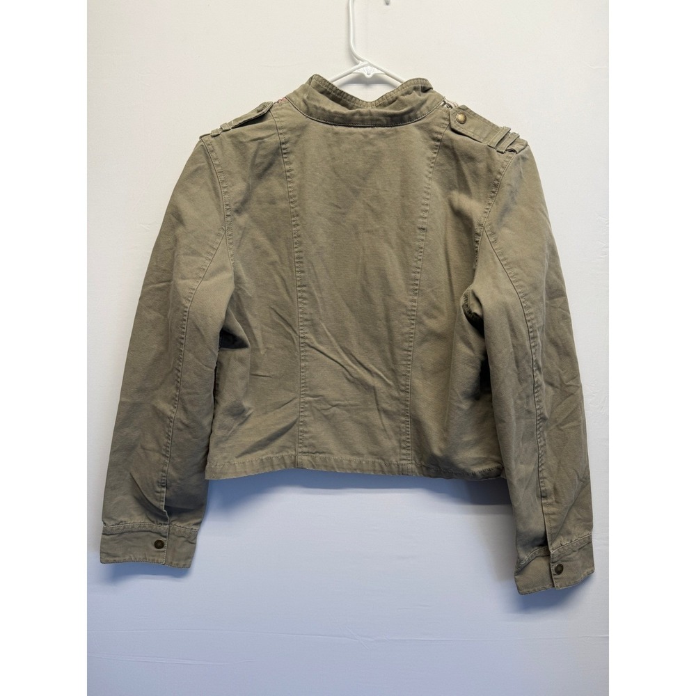 American Eagle Tribal Jacket XL Zip Front Ethnic Pattern Olive Cotton Moto - Picture 6 of 9
